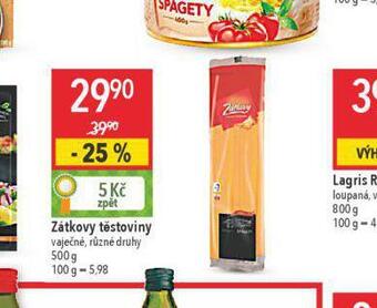 Globus Zátkovy těstoviny nabídka