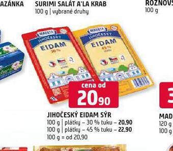 Terno Jihočeský eidam sýr plátky 30% nabídka