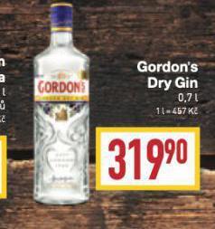 Billa Gordon's dry gin nabídka