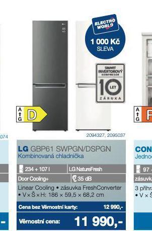 Electro World Kombinovaná chladnička lg nabídka