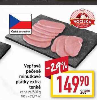 Billa Vepřová pečeně minutkové plátky extra tenké cena za 560 g nabídka