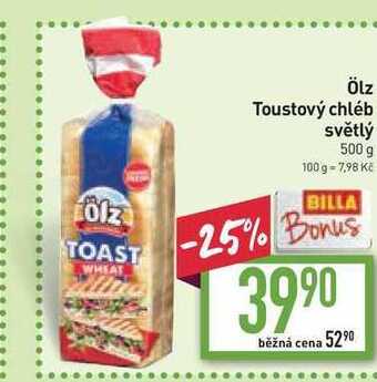 Billa Ölz toustový chléb světlý 500 g nabídka
