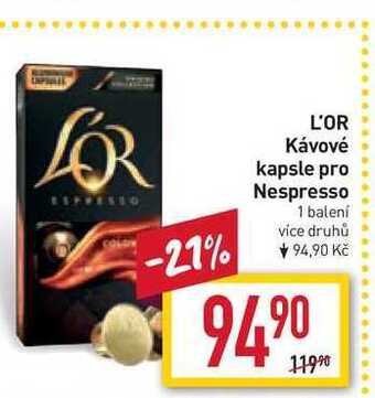 Billa L'or kávové kapsle pro nespresso 1 balení nabídka