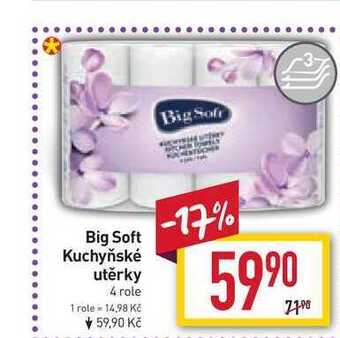 Billa Big soft kuchyňské utěrky 4 role nabídka