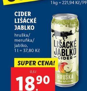 Lidl Cider lišácké jablko nabídka