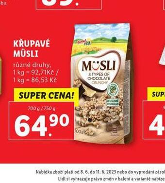 Lidl Křupavé müsli nabídka