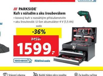 Lidl Parkside kufr s nářadím a aku šroubovákem nabídka