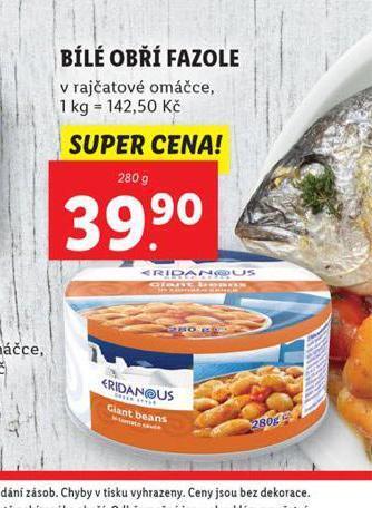Lidl Bílé obří fazole nabídka