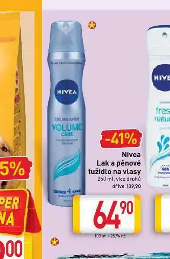 Billa Nivea lak a pěnové tužidlo nabídka