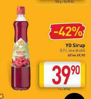 Billa Yo sirup nabídka