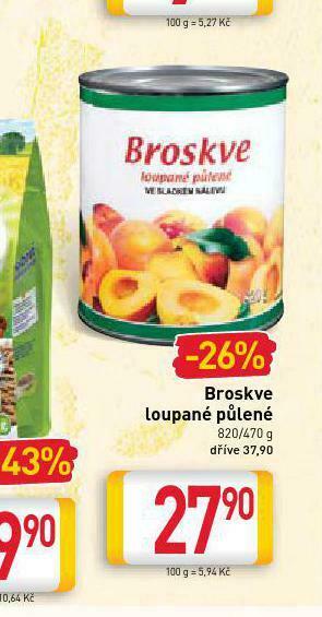 Billa Broskve loupané půlené nabídka