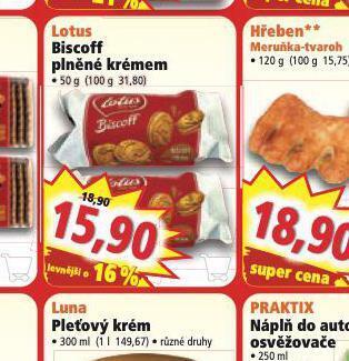 Norma Lotus biscoff plněné krémem nabídka