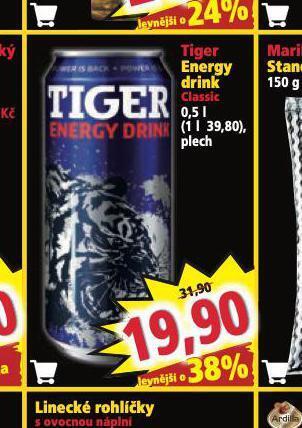 Norma Tiger energy drink nabídka