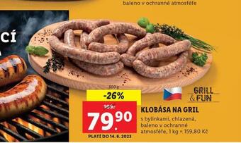 Lidl Klobása na gril nabídka