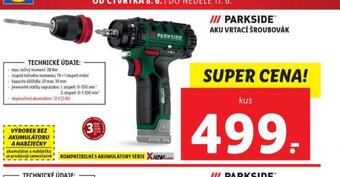 Lidl Parkside aku vrtací šroubovák nabídka