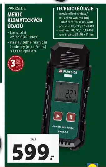 Lidl Parkside měřič klimatických údajů nabídka
