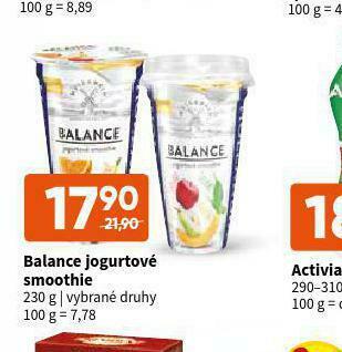 Terno Balance jogurtové smoothie nabídka