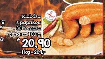 PLUS JIP Klobása s paprikou nabídka