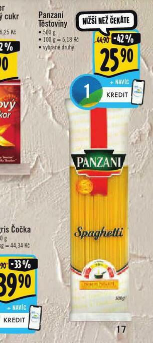 Albert Panzani těstoviny nabídka