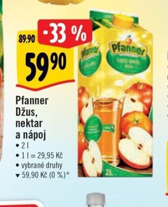 Albert Pfanner Džus, nektar a nápoj nabídka