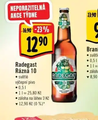 Albert Radegast Rázná 10 • světlé výčepní pivo • 0,51 nabídka