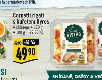 Albert Cornetti rigati s kuřetem gyros nabídka
