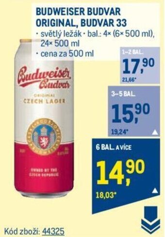 Makro BUDWEISER BUDVAR ORIGINAL, BUDVAR 33 nabídka