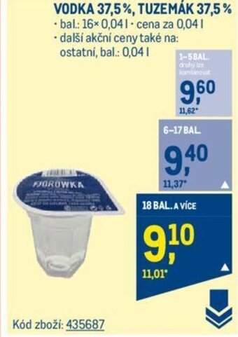 Makro VODKA 37,5%, TUZEMÁK 37,5% nabídka