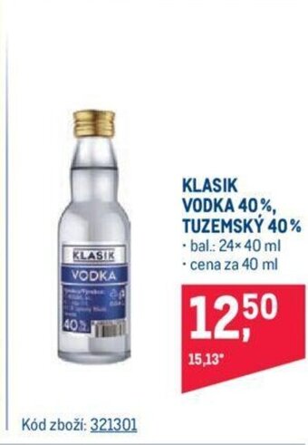 Makro KLASIK VODKA 40%, TUZEMSKÝ 40% nabídka