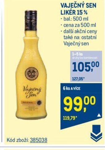 Makro VAJEČNÝ SEN LIKÉR 15% nabídka