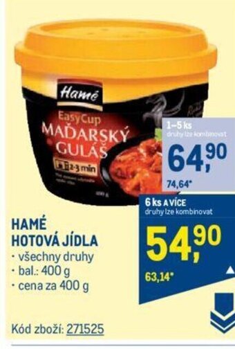 Makro HAMÉ HOTOVÁ JÍDLA nabídka