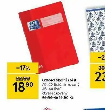 Tesco Oxford školní sešit nabídka