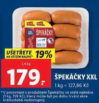 Lidl Špekáčky xxl, 1,4 kg nabídka
