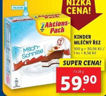 Lidl Kinder mléčný řez, 7x 28 g nabídka