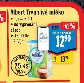 Albert Trvanlivé mléko nabídka