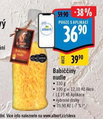 Albert Babiččiny nudle nabídka