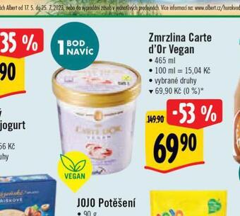 Albert Carte d'or zmrzlina vegan nabídka