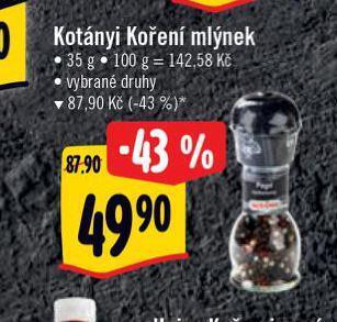Albert Kotányi koření mlýnek nabídka