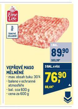 Makro Vepřové maso mělněné nabídka