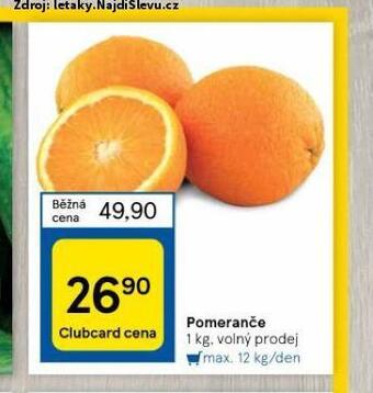 Tesco Pomeranče nabídka