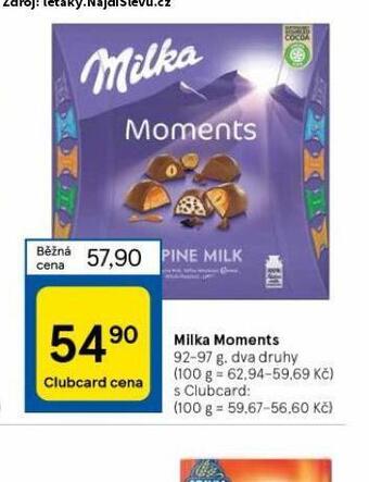 Tesco Milka moments nabídka