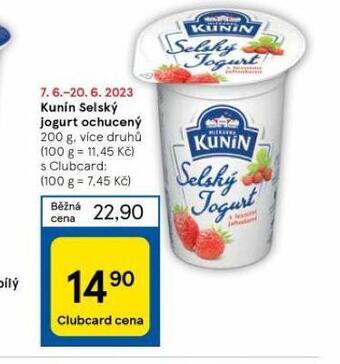 Tesco Kunín selský jogurt ochucený nabídka
