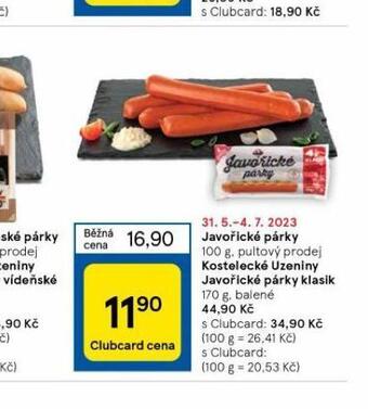 Tesco Javořické párky nabídka