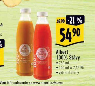 Albert 100% šťávy nabídka