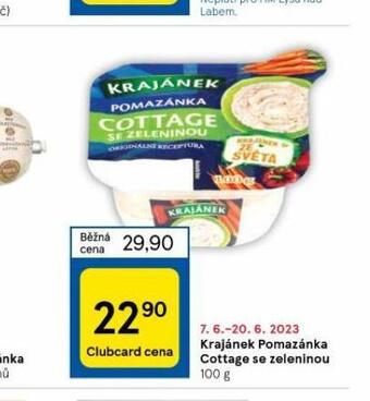 Tesco Krajánek pomazánka cottage se zeleninou nabídka