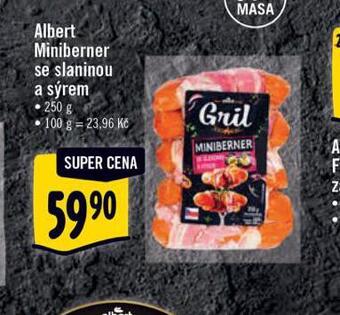Albert Miniberner se sýrem a slaninou nabídka