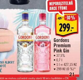 Albert Gordon's premium pink gin nabídka