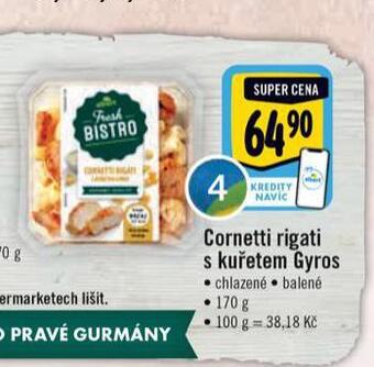 Albert Cornetti rigati s kuřetem gyros nabídka