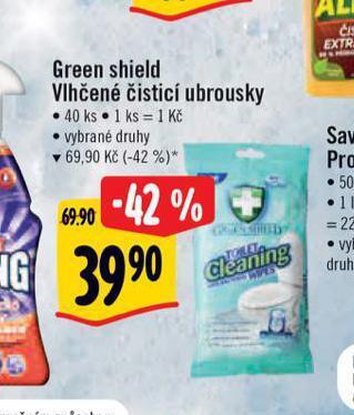 Green shield vlhčené čisticí ubrousky