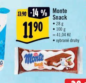 Albert Monte snack nabídka